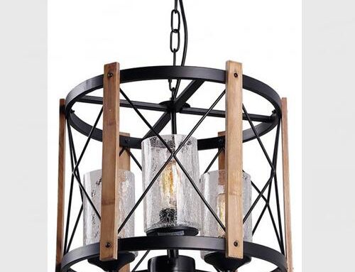 Retro Wood & Iron Pendant Light WRW062